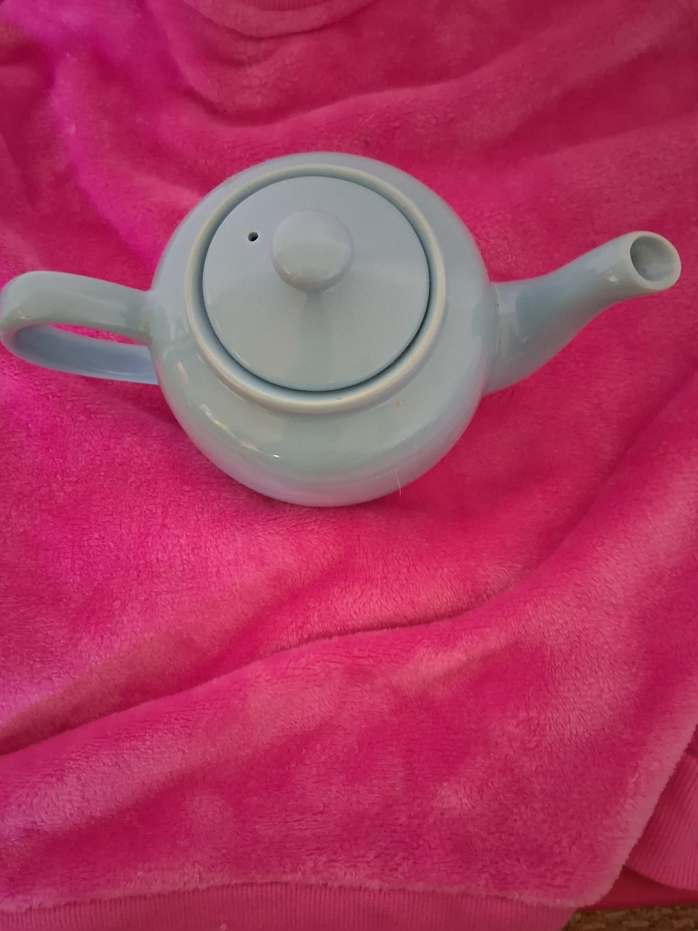 Glossy Light Blue Ceramic Teapot - Picture 2 of 7